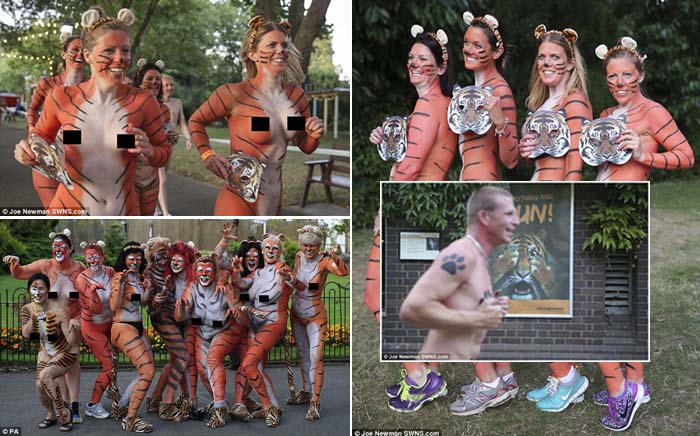 Pecinta Harimau Sumatera di Bonbin London Demo Bugil Dukung ZSL